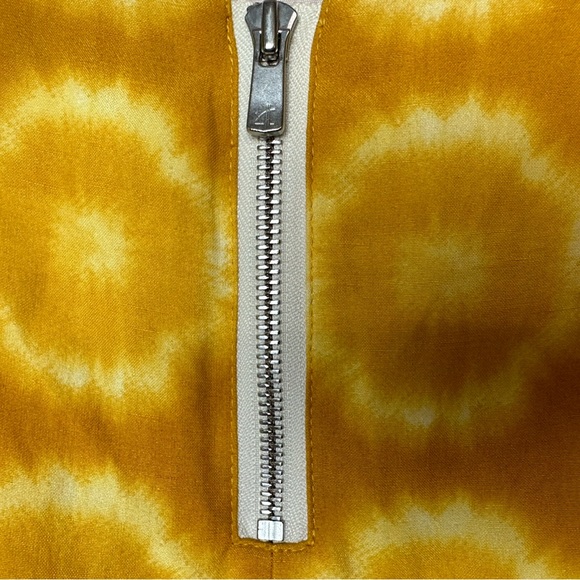 J. CREW Mini Skirt Tie Dye Sunflower Yellow Silk Linen Lined Exposed Zipper - Picture 3 of 8